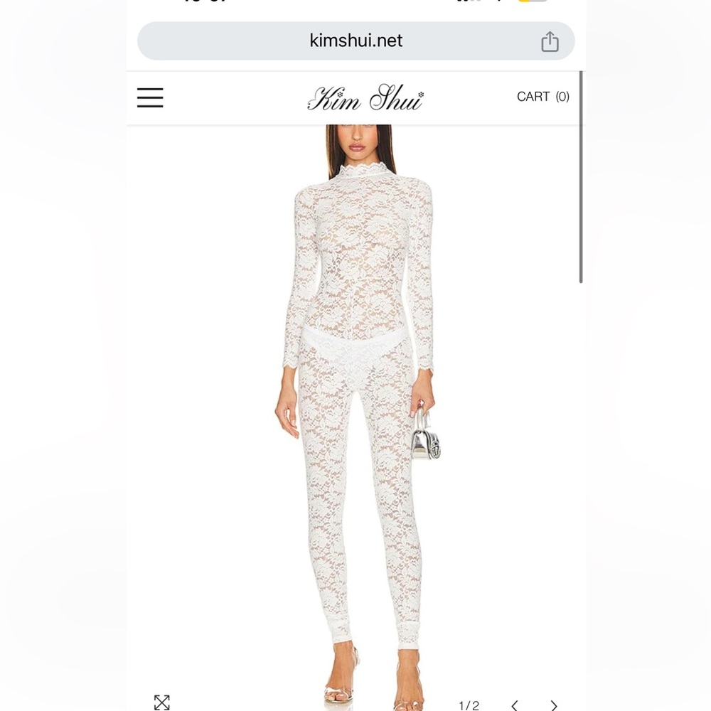 KIM SHUI WHITE LACE JUMPSUIT SIZE SMALL NEVER WORM